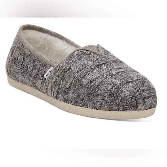 ✨Toms Cozy Alpargata 3.0 Slip-On Flats - Cement Chunky Cable Knit✨ NIB - Picture 1 of 13